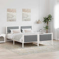 vidaXL Rama łóżka Biały i jasnoszary 160 x 200 cm Lite drewno sosnowe