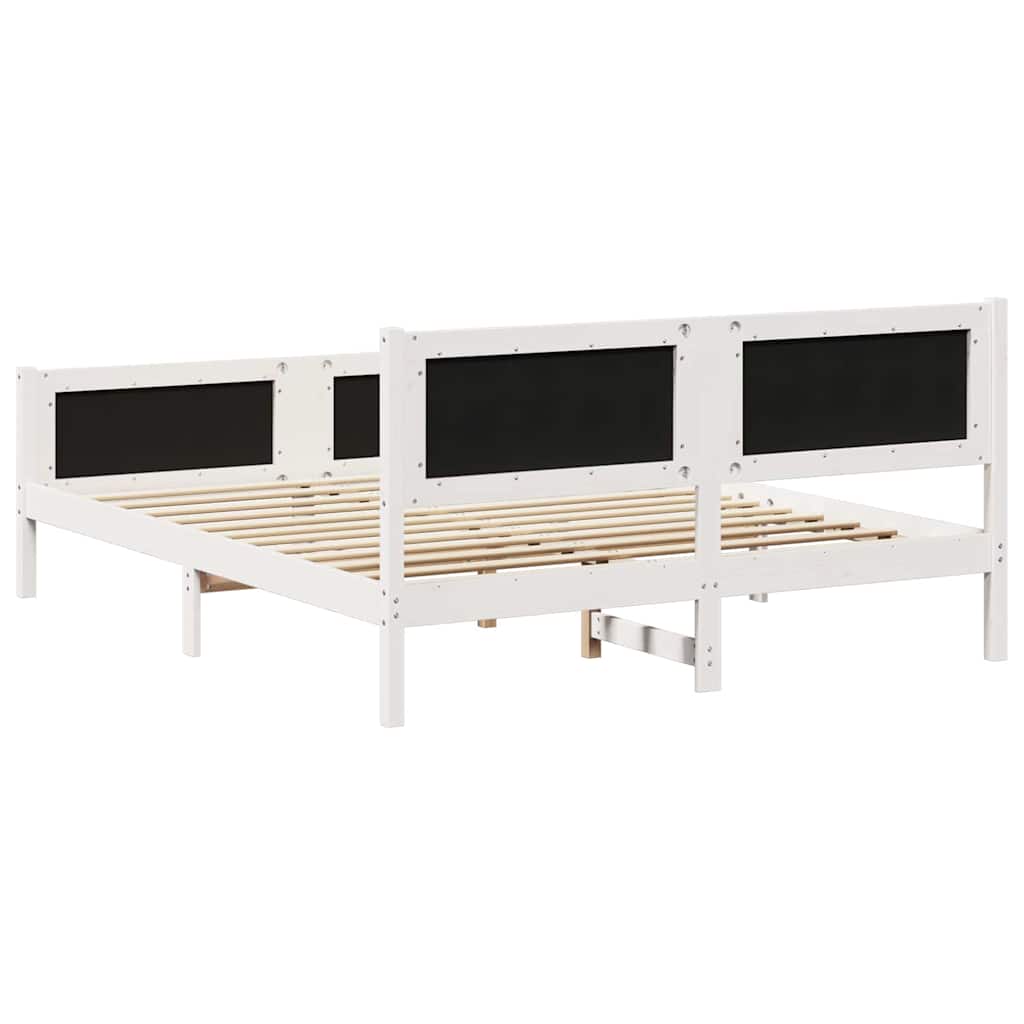 vidaXL Rama łóżka Biały i jasnoszary 160 x 200 cm Lite drewno sosnowe