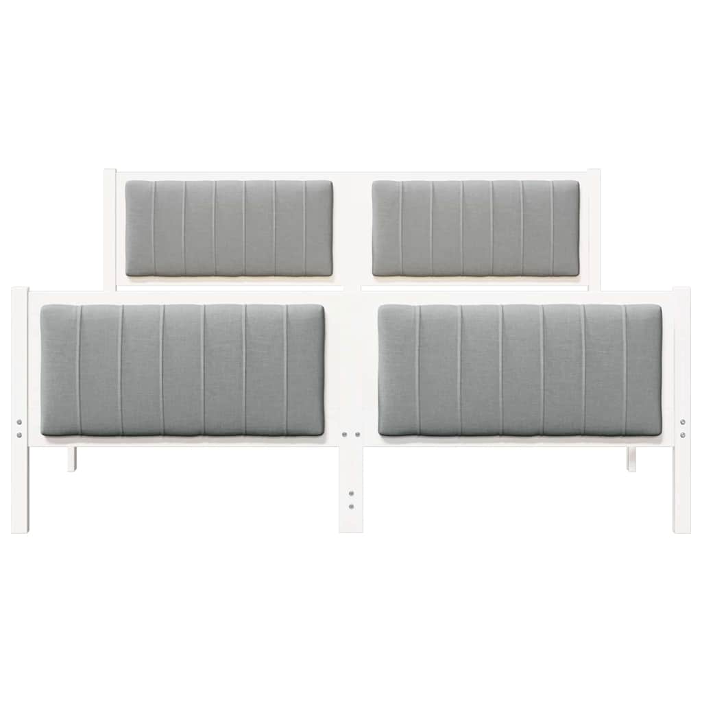 vidaXL Rama łóżka Biały i jasnoszary 160 x 200 cm Lite drewno sosnowe
