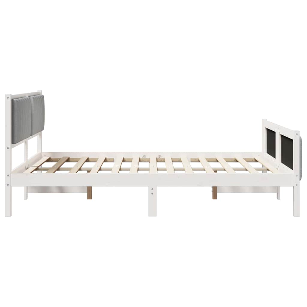 vidaXL Rama łóżka Biały i jasnoszary 160 x 200 cm Lite drewno sosnowe