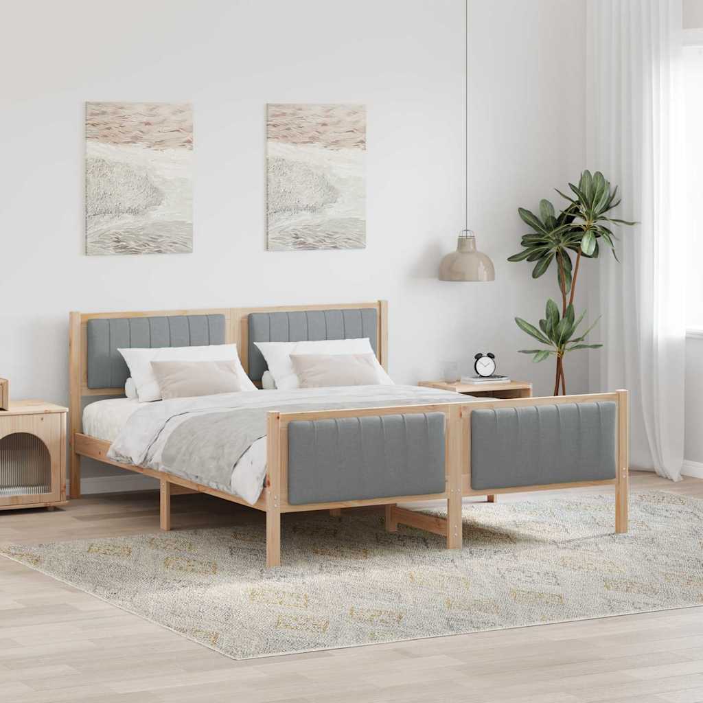 vidaXL Rama łóżka Z zagłówkiem Brązowy i jasnoszary 150 x 200 cm