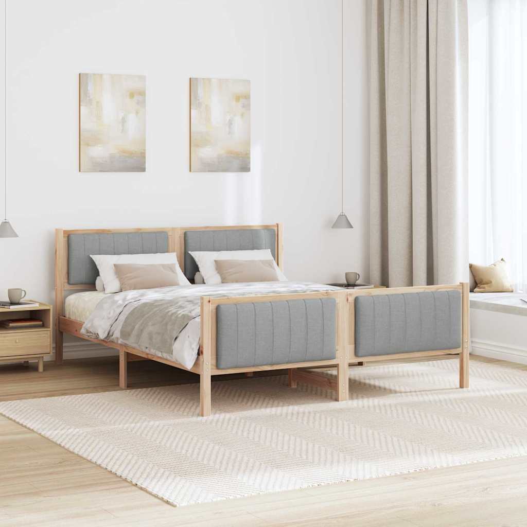 vidaXL Rama łóżka Z zagłówkiem Brązowy i jasnoszary 150 x 200 cm