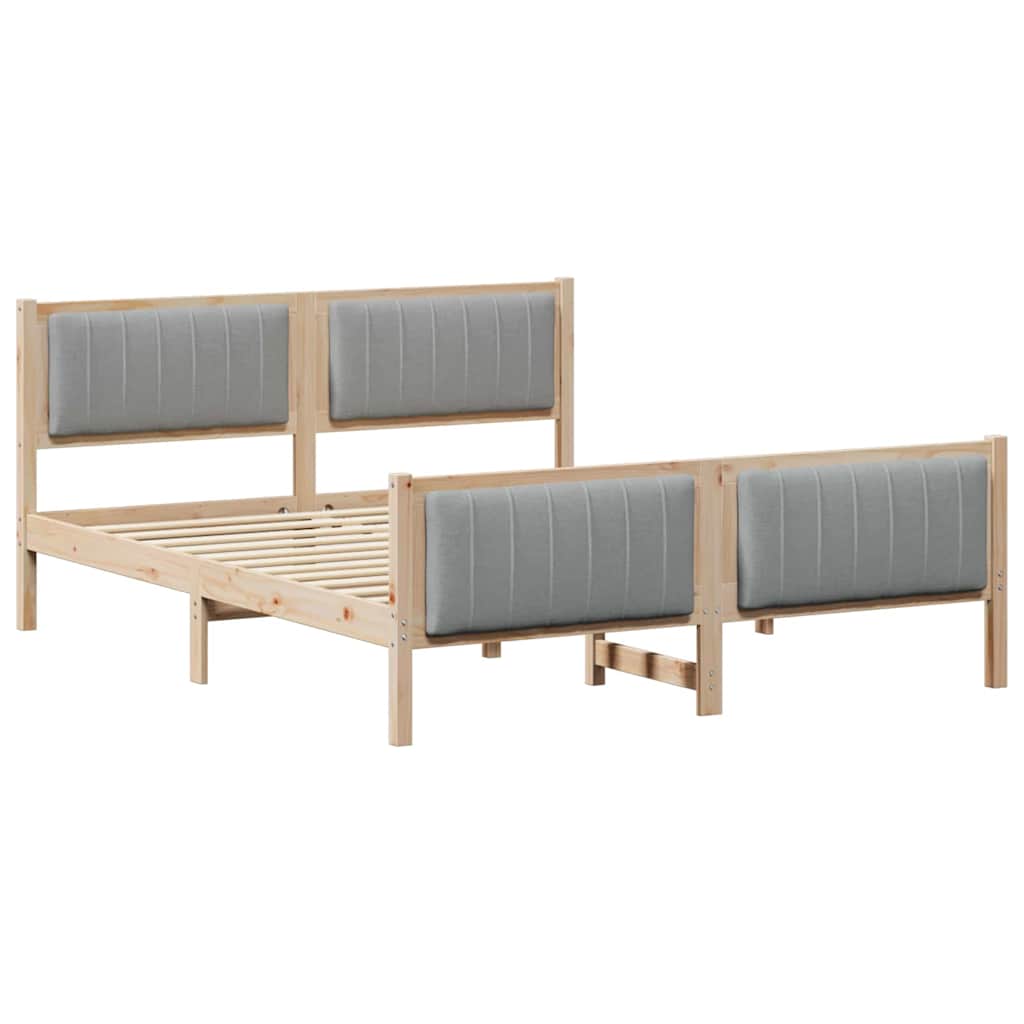 vidaXL Rama łóżka Z zagłówkiem Brązowy i jasnoszary 150 x 200 cm