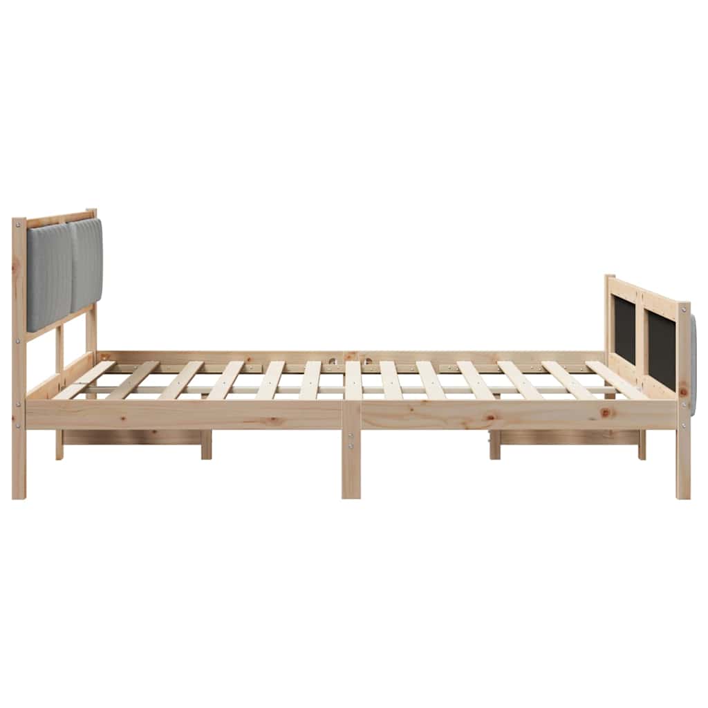 vidaXL Rama łóżka Z zagłówkiem Brązowy i jasnoszary 150 x 200 cm