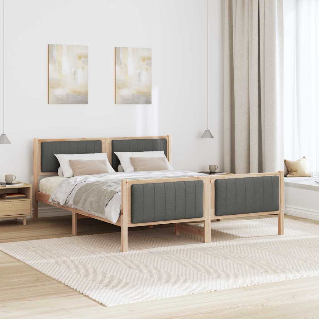 vidaXL Rama łóżka Z zagłówkiem brązowy i ciemnoszary 150 x 200 cm