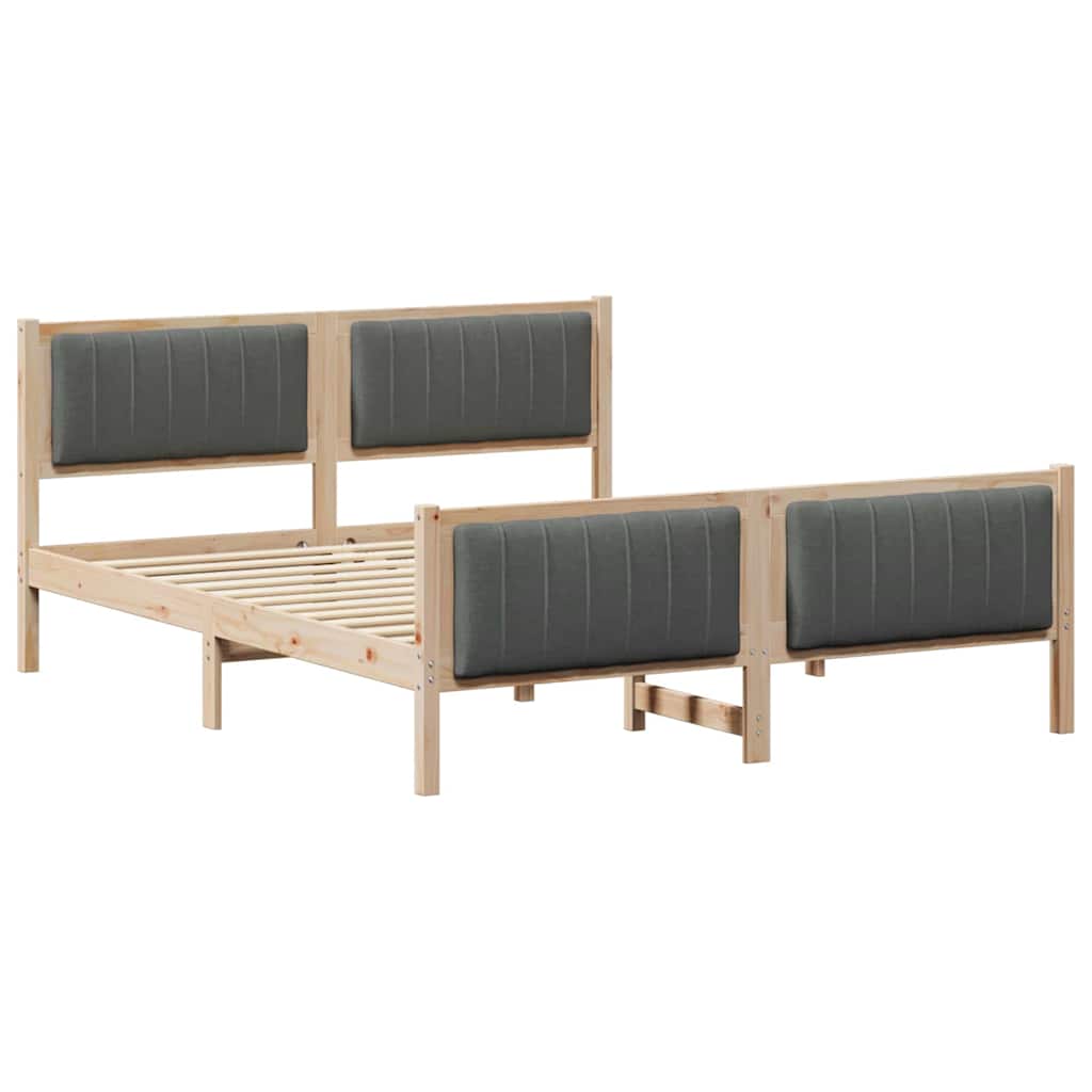 vidaXL Rama łóżka Z zagłówkiem brązowy i ciemnoszary 150 x 200 cm
