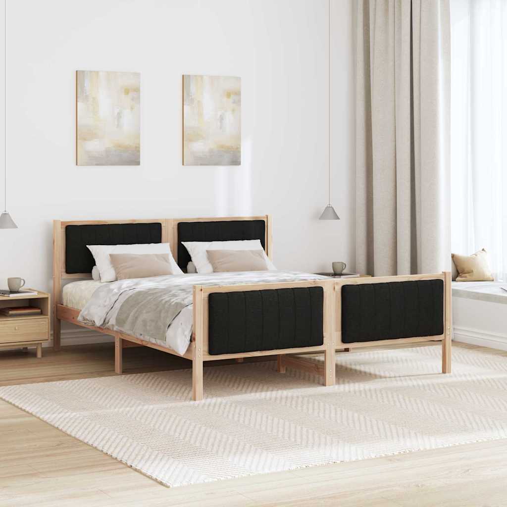 vidaXL Rama łóżka brązowo-czarny 150 x 200 cm Lite drewno sosnowe
