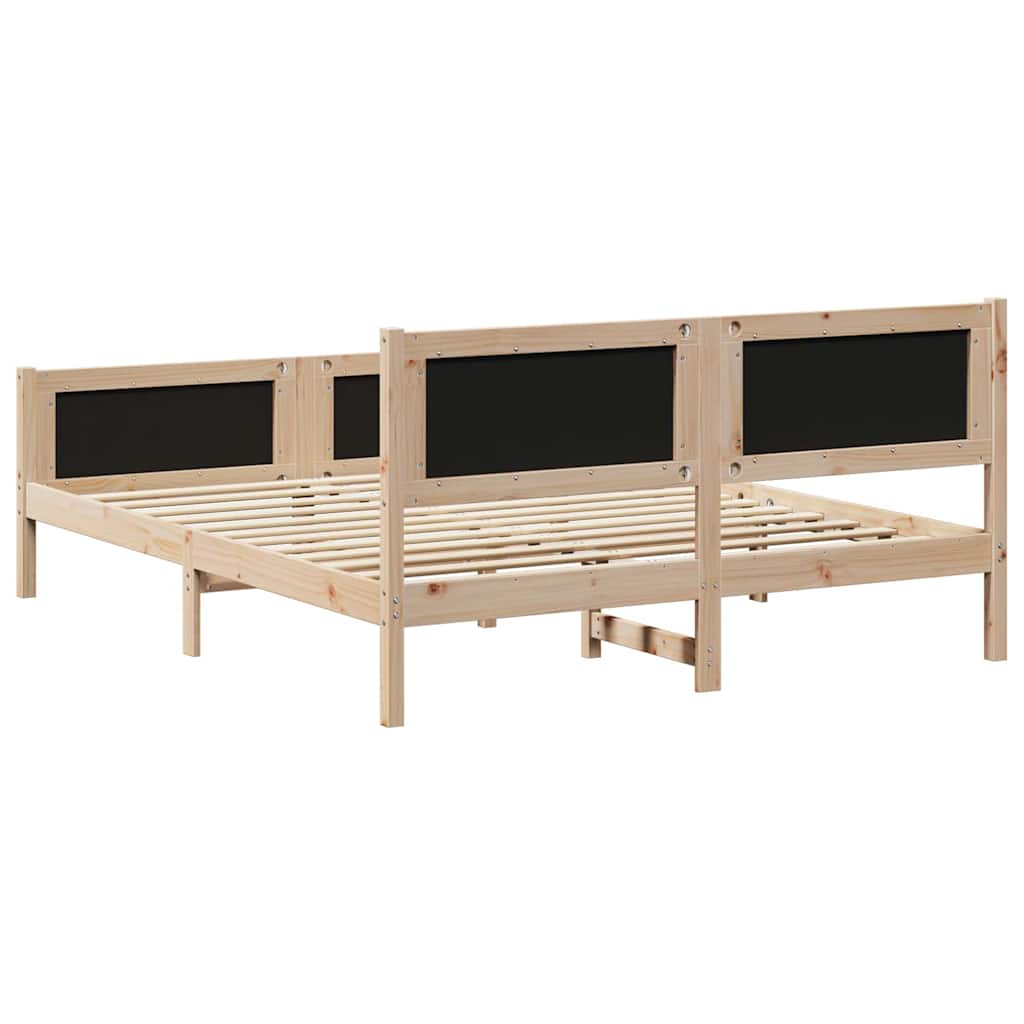 vidaXL Rama łóżka brązowo-czarny 150 x 200 cm Lite drewno sosnowe