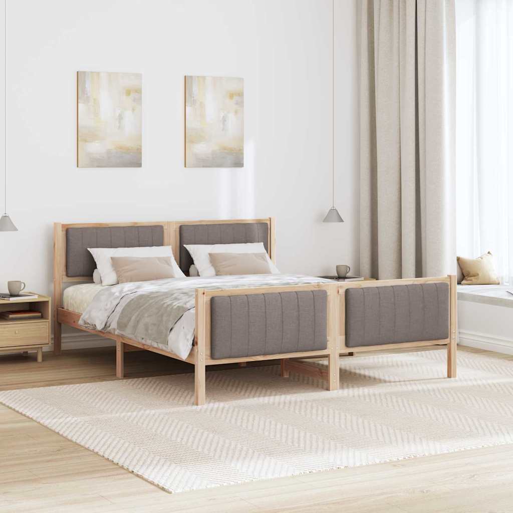 vidaXL Rama łóżka Brązowy i taupe 150 x 200 cm Lite drewno sosnowe