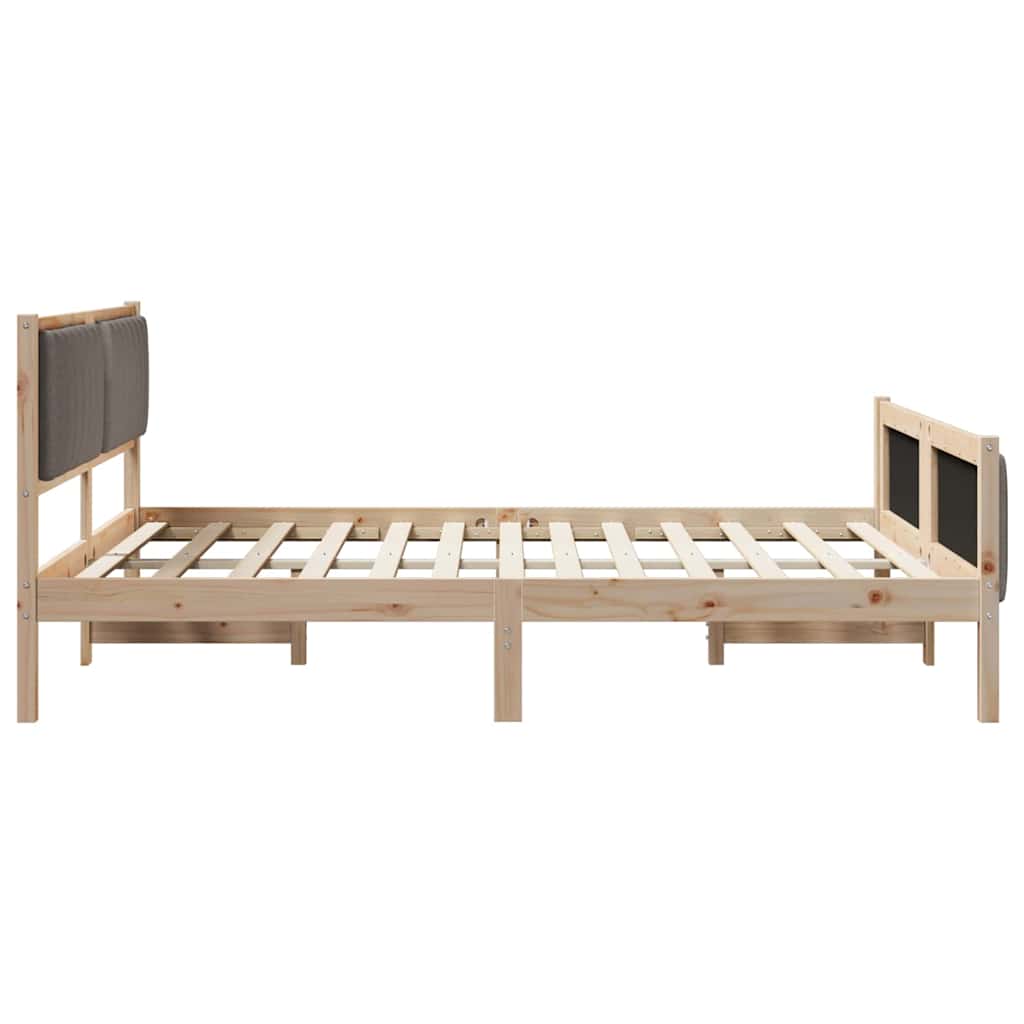 vidaXL Rama łóżka Brązowy i taupe 150 x 200 cm Lite drewno sosnowe
