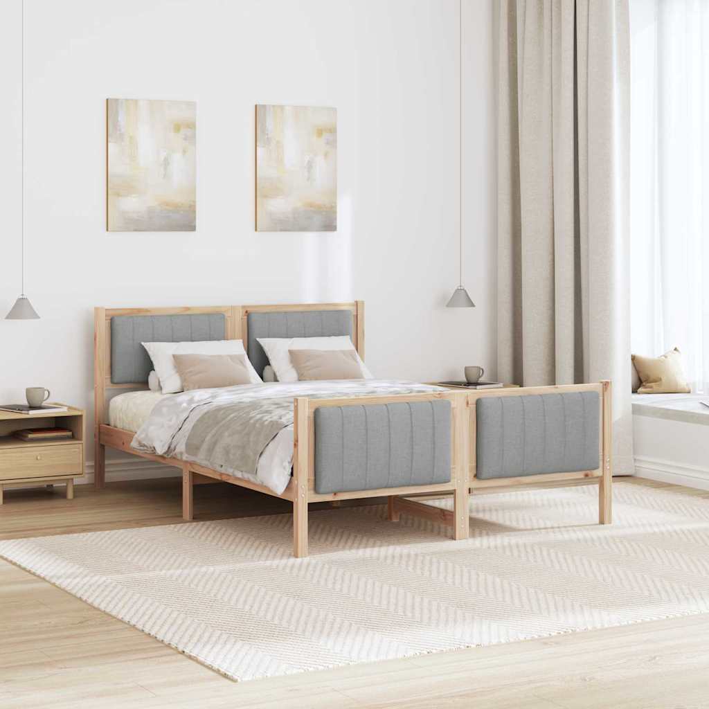 vidaXL Rama łóżka Z zagłówkiem Brązowy i jasnoszary 140 x 200 cm