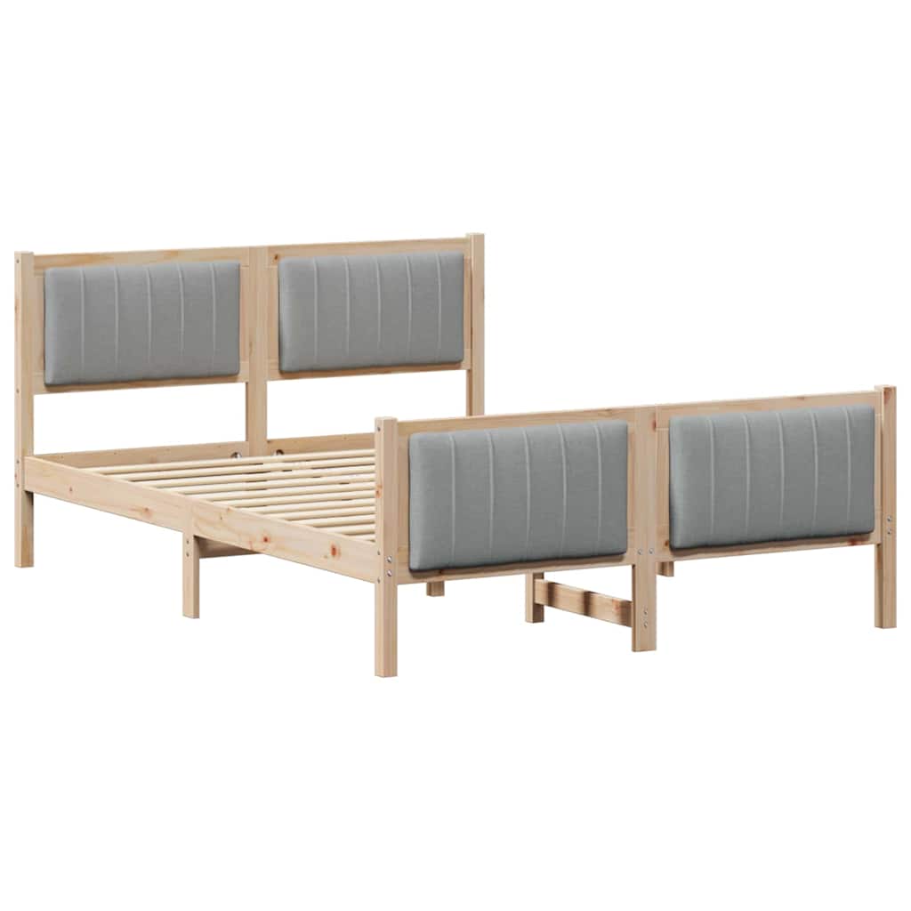 vidaXL Rama łóżka Z zagłówkiem Brązowy i jasnoszary 140 x 200 cm