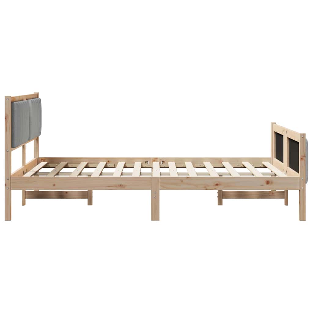 vidaXL Rama łóżka Z zagłówkiem Brązowy i jasnoszary 140 x 200 cm