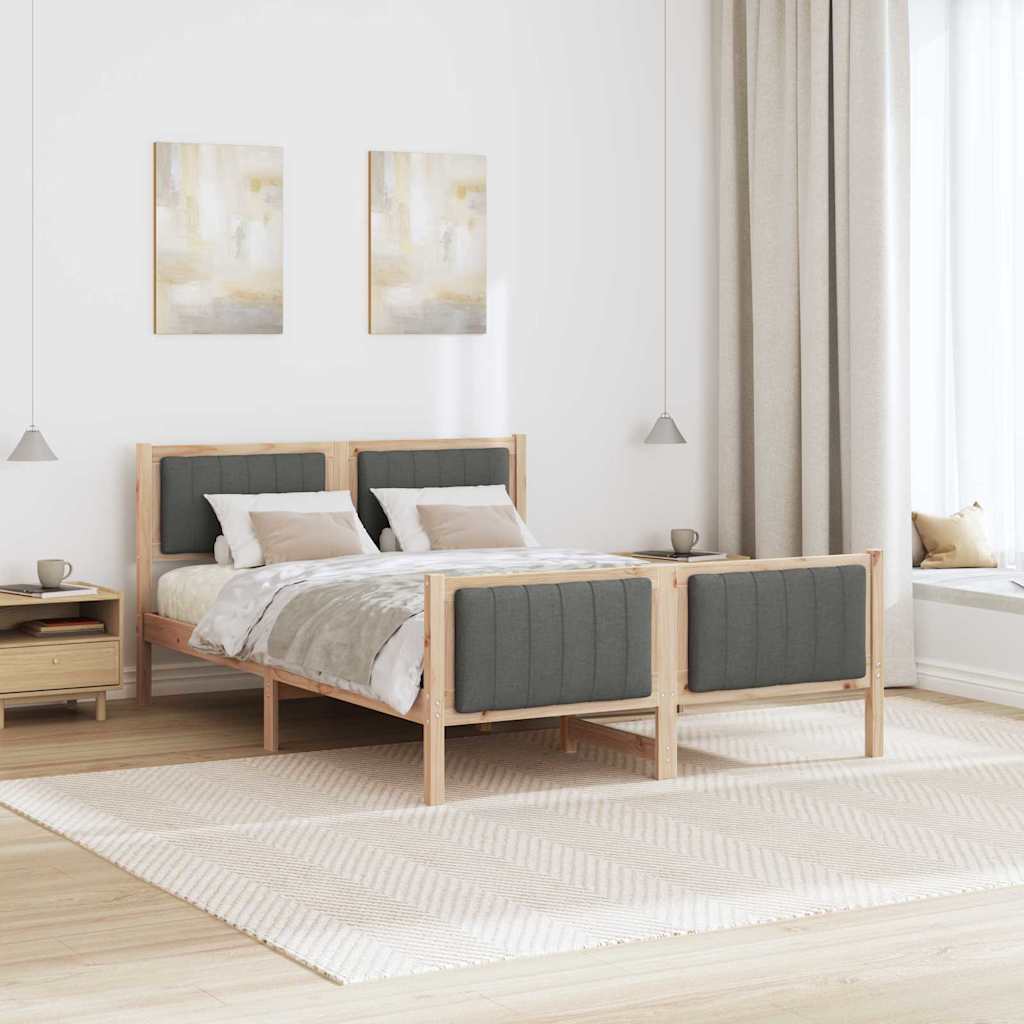 vidaXL Rama łóżka Z zagłówkiem brązowy i ciemnoszary 140 x 200 cm