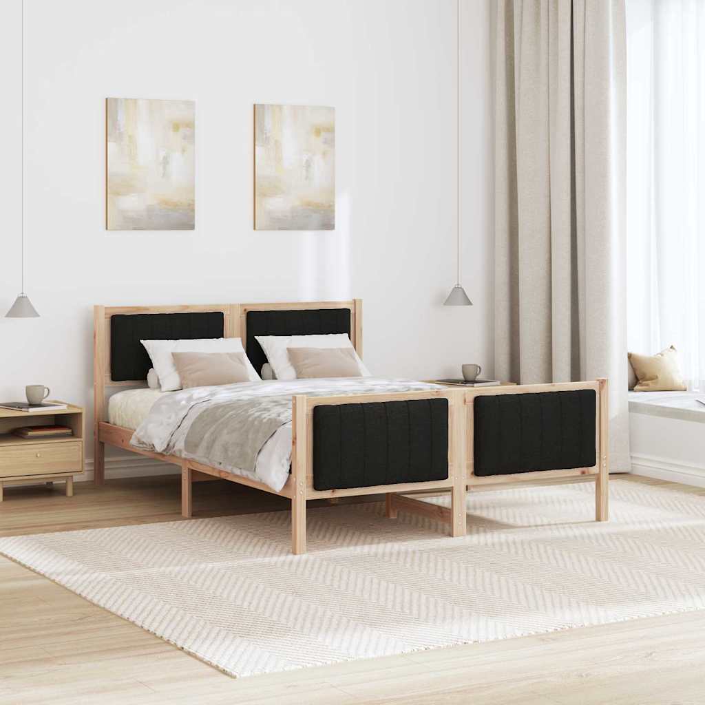 vidaXL Rama łóżka brązowo-czarny 140 x 200 cm Lite drewno sosnowe
