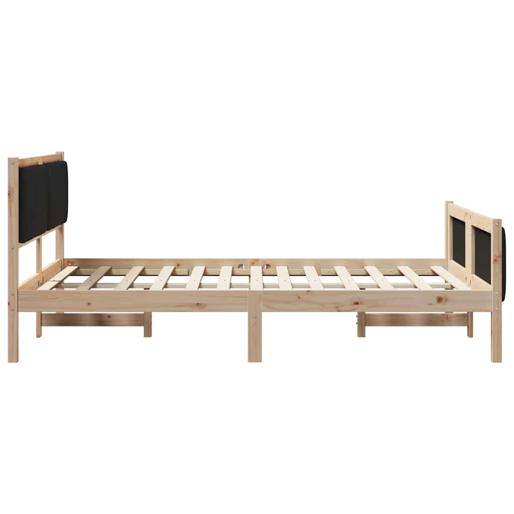 vidaXL Rama łóżka brązowo-czarny 140 x 200 cm Lite drewno sosnowe