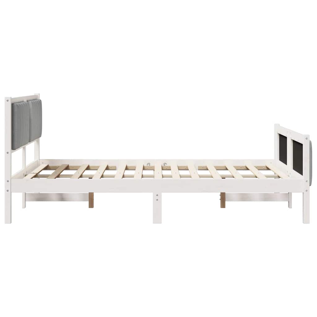 vidaXL Rama łóżka Biały i jasnoszary 140 x 200 cm Lite drewno sosnowe