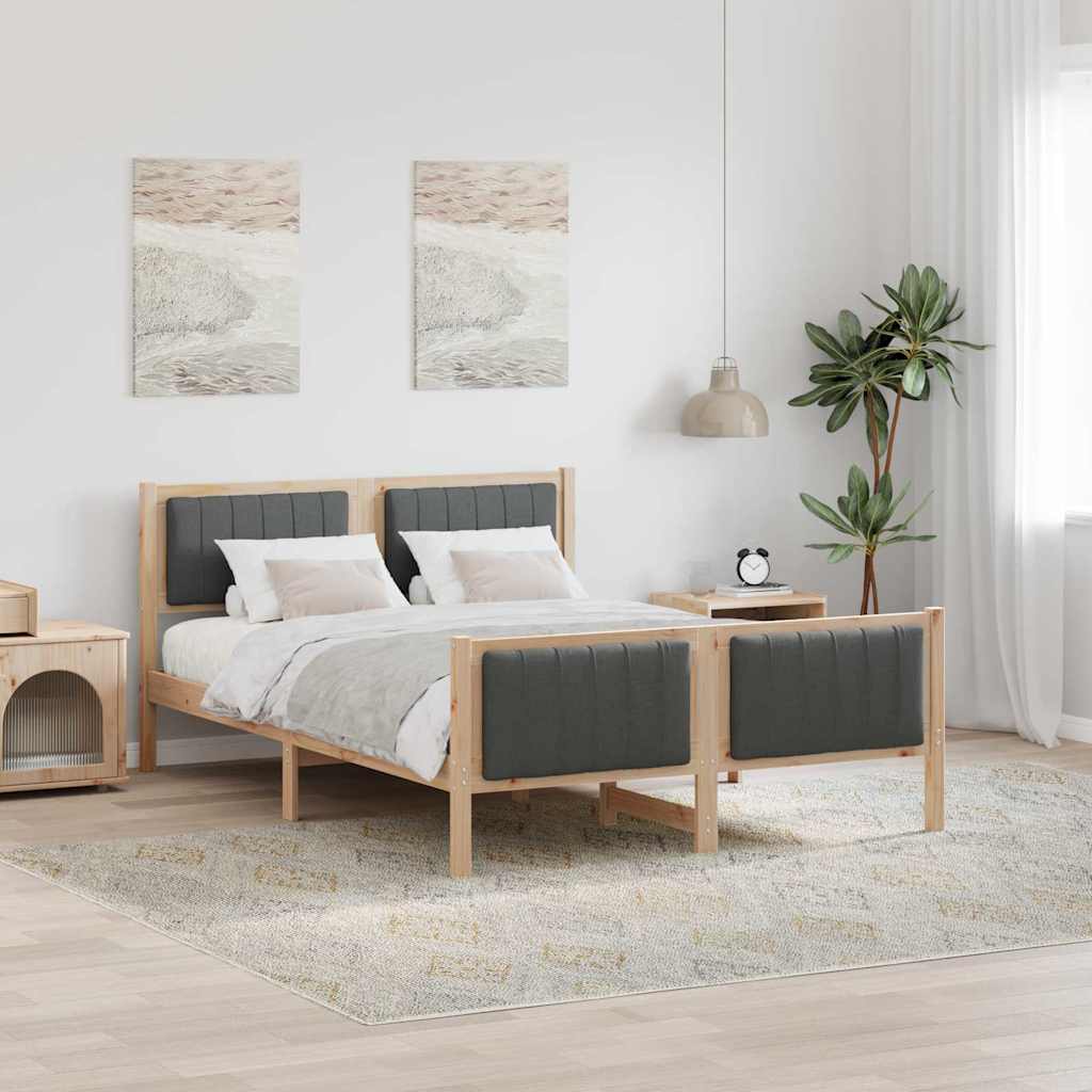 vidaXL Rama łóżka Z zagłówkiem brązowy i ciemnoszary 140 x 190 cm