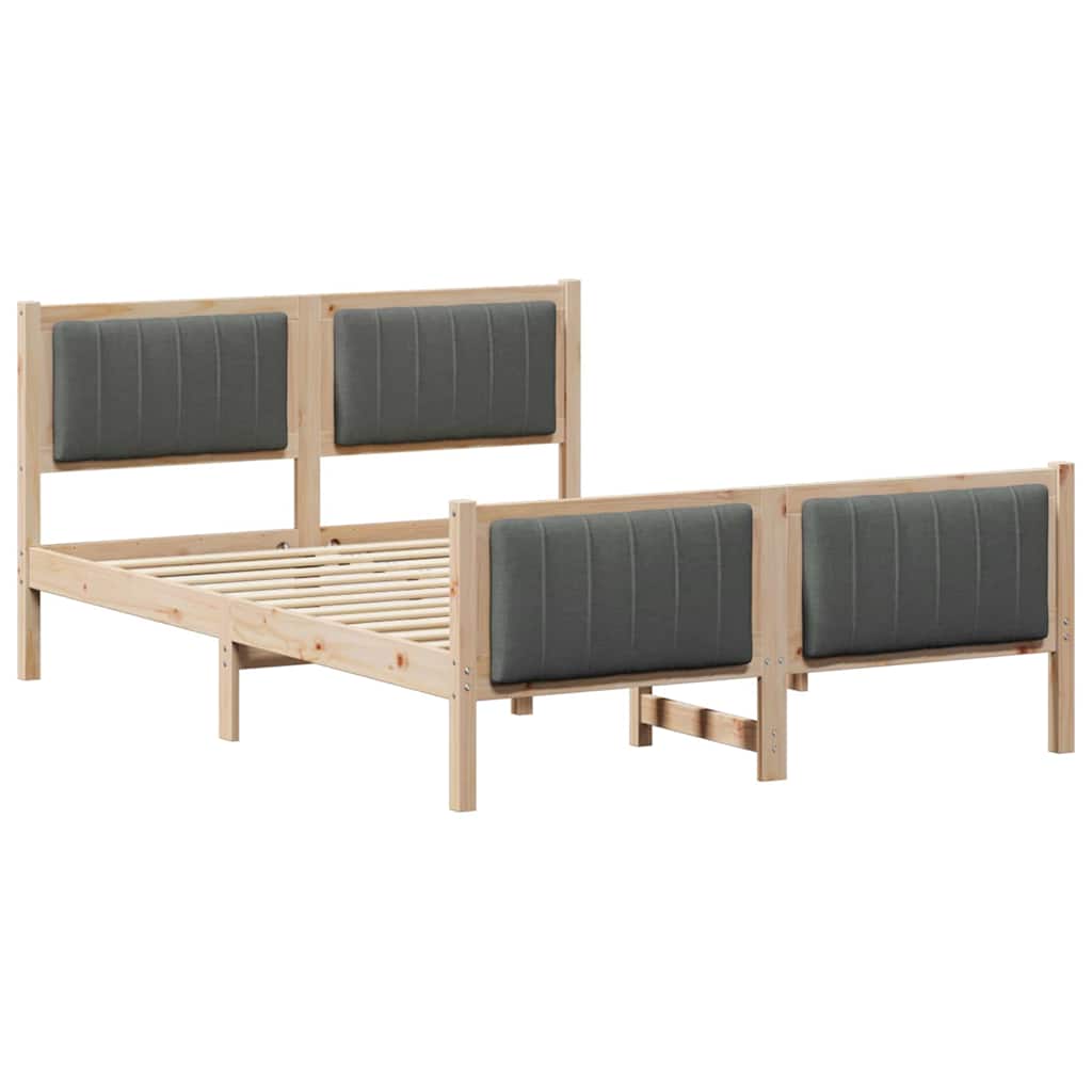 vidaXL Rama łóżka Z zagłówkiem brązowy i ciemnoszary 140 x 190 cm