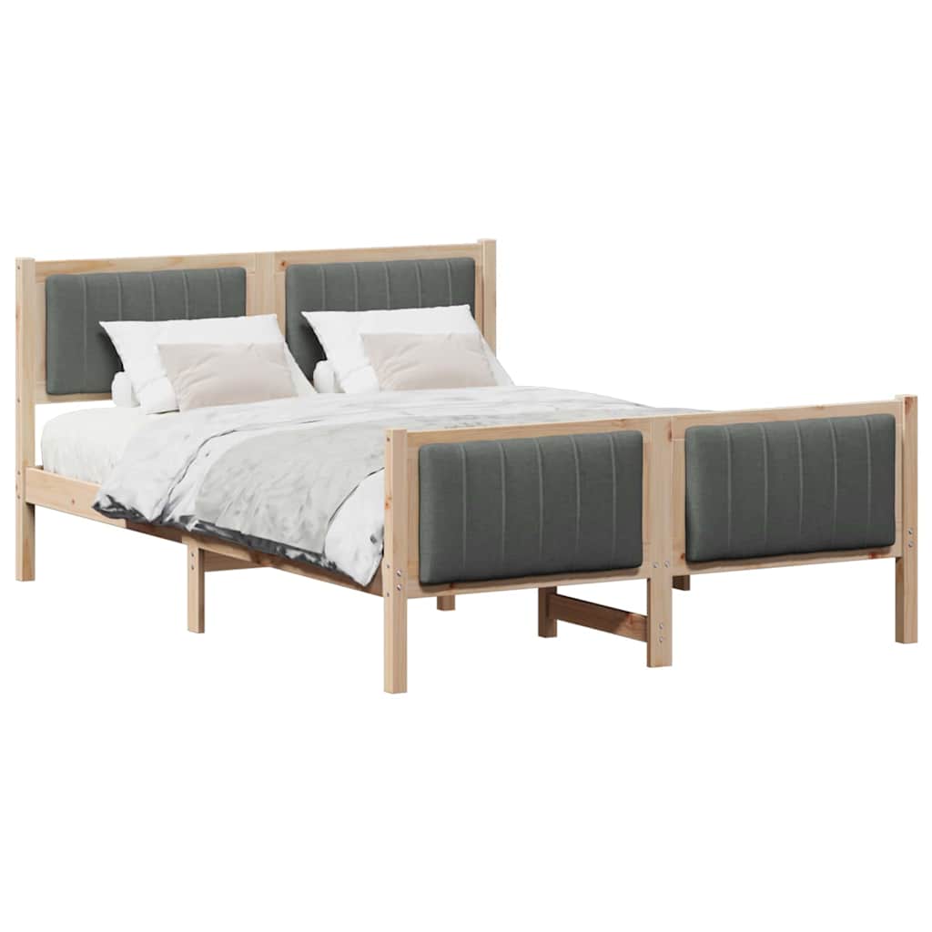 vidaXL Rama łóżka Z zagłówkiem brązowy i ciemnoszary 140 x 190 cm
