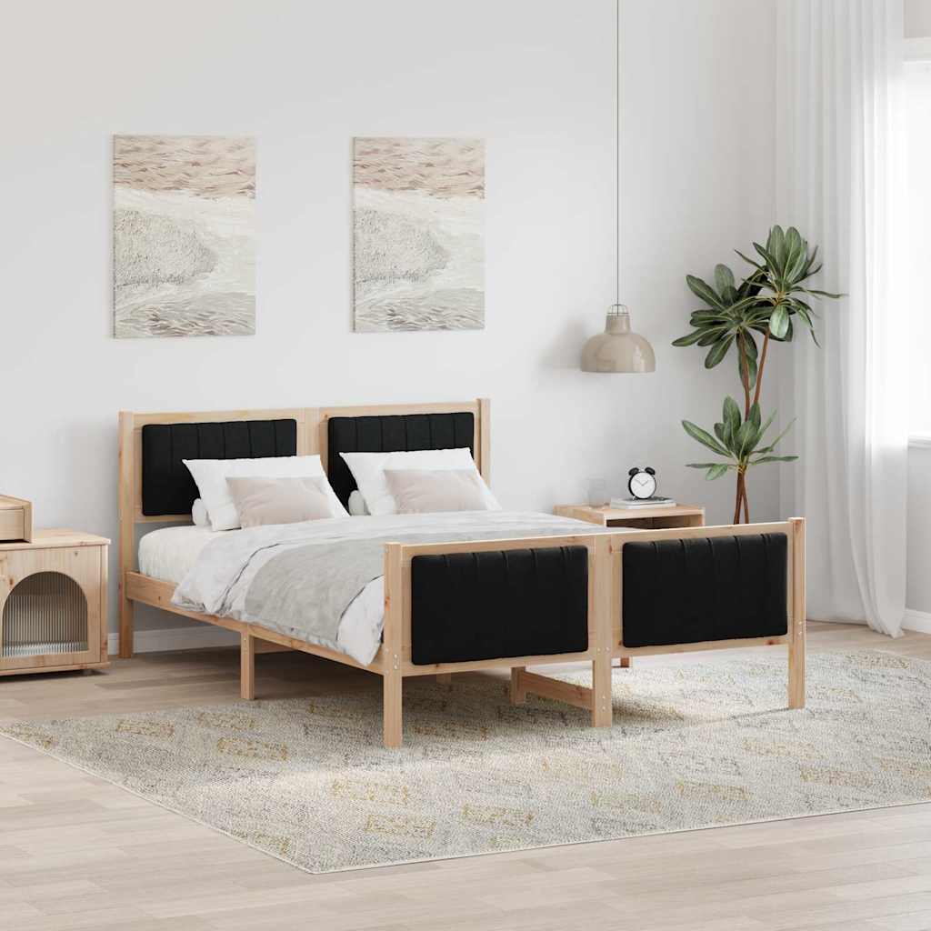 vidaXL Rama łóżka brązowo-czarny 140 x 190 cm Lite drewno sosnowe