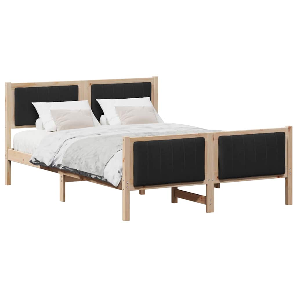 vidaXL Rama łóżka brązowo-czarny 140 x 190 cm Lite drewno sosnowe