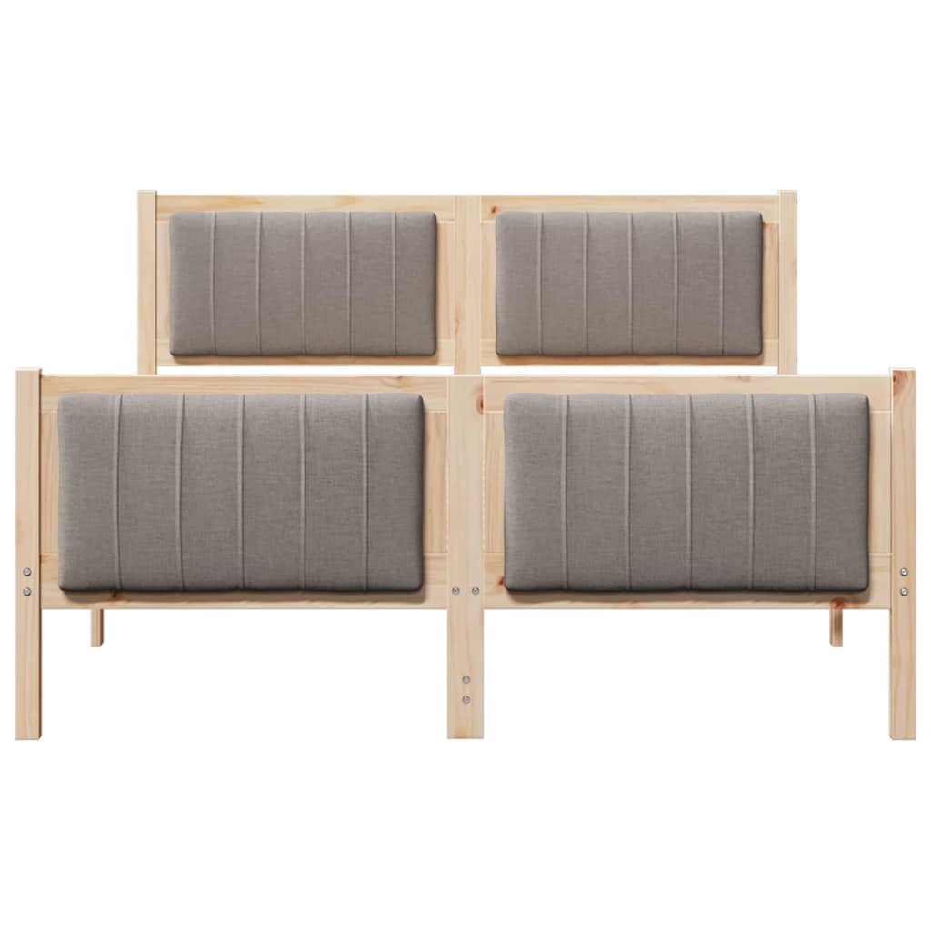 vidaXL Rama łóżka Brązowy i taupe 140 x 190 cm Lite drewno sosnowe