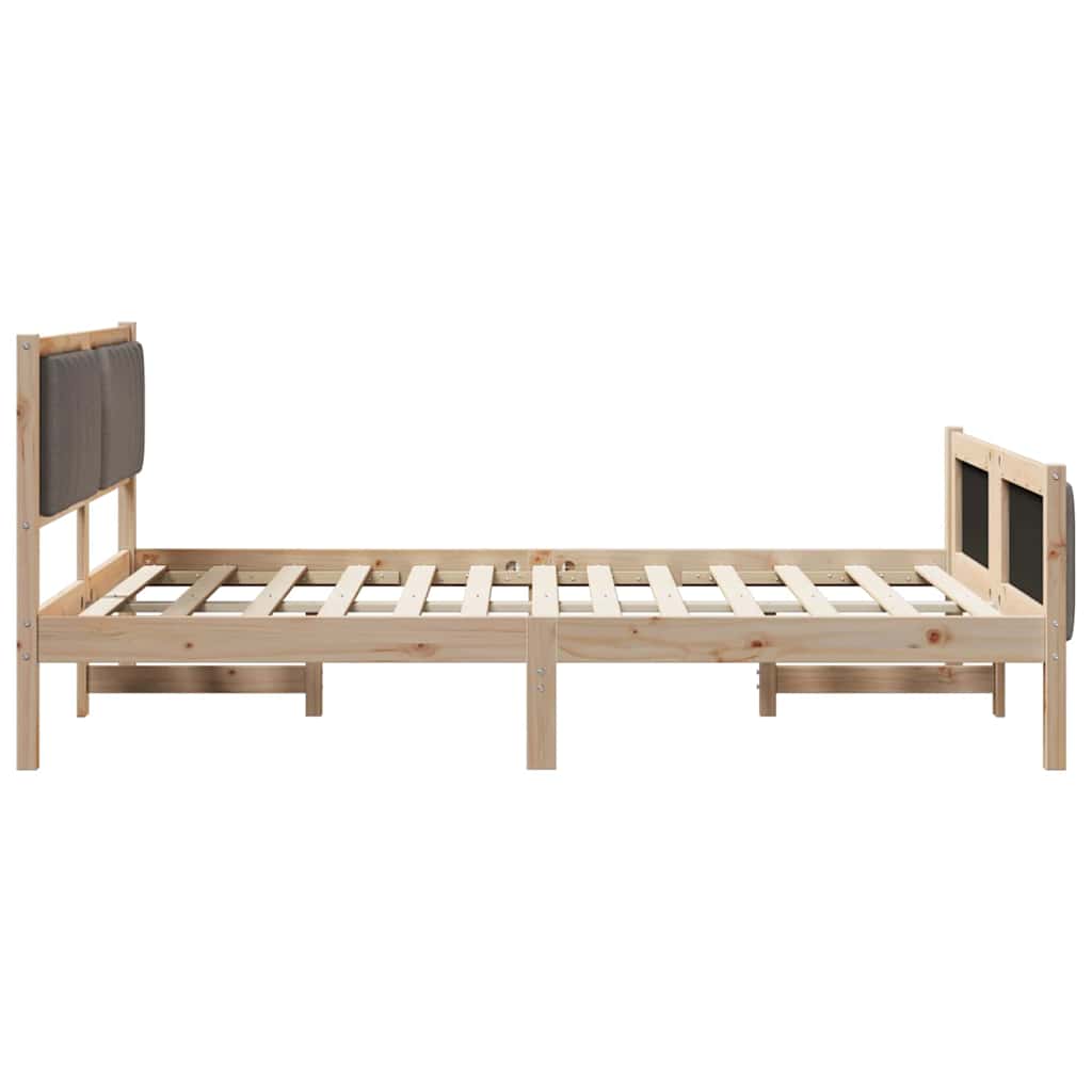 vidaXL Rama łóżka Brązowy i taupe 140 x 190 cm Lite drewno sosnowe