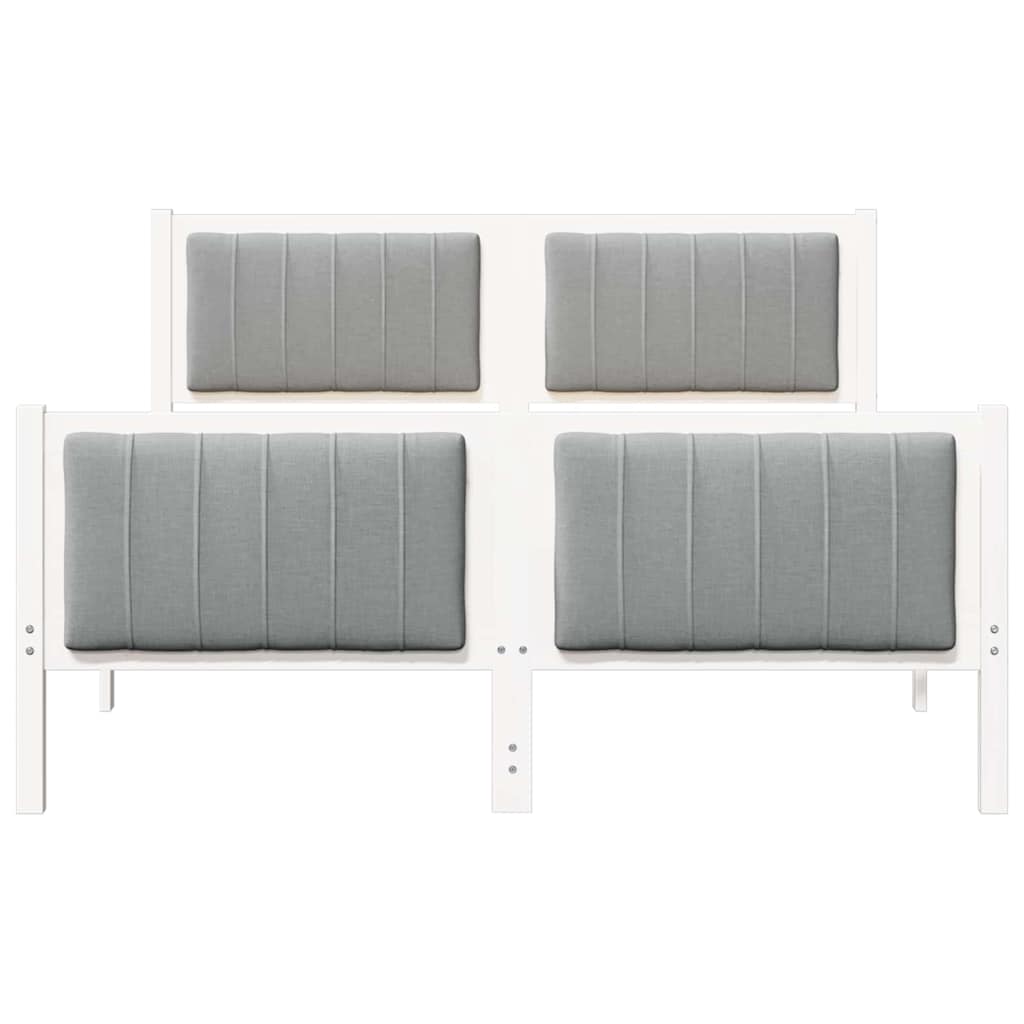 vidaXL Rama łóżka Biały i jasnoszary 140 x 190 cm Lite drewno sosnowe