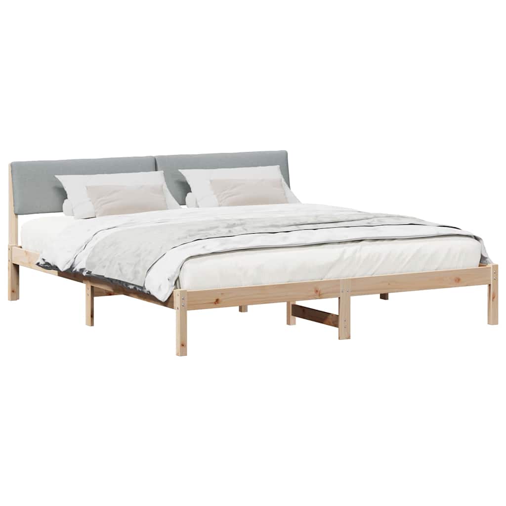 vidaXL Rama łóżka Z zagłówkiem Brązowy i jasnoszary 200 x 200 cm
