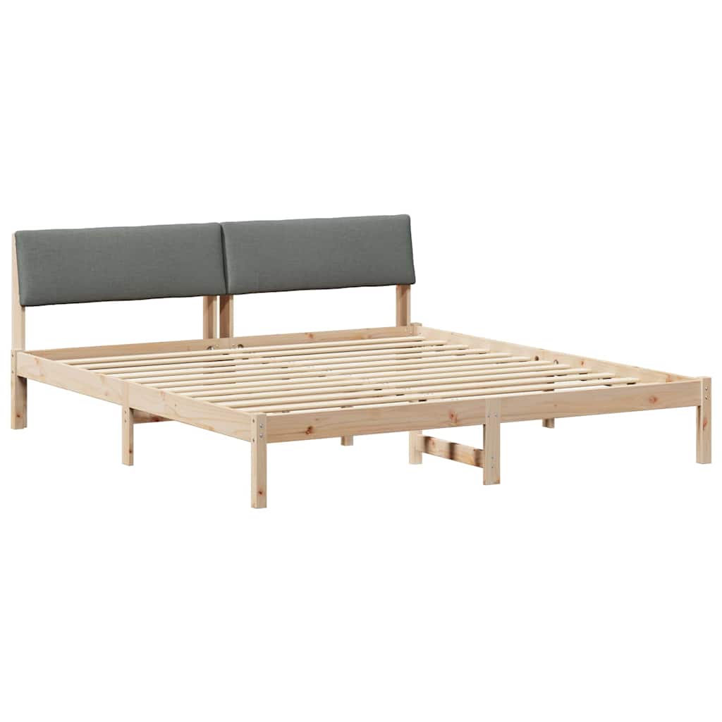 vidaXL Rama łóżka Z zagłówkiem brązowy i ciemnoszary 200 x 200 cm