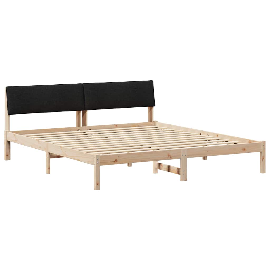 vidaXL Rama łóżka brązowo-czarny 200 x 200 cm Lite drewno sosnowe