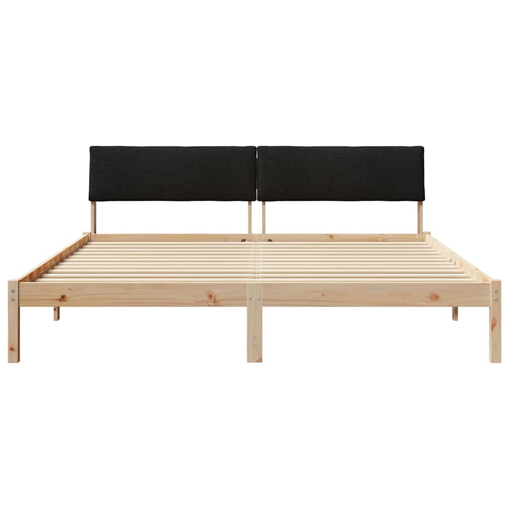 vidaXL Rama łóżka brązowo-czarny 200 x 200 cm Lite drewno sosnowe