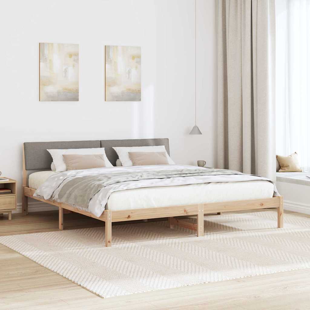 vidaXL Rama łóżka Brązowy i taupe 200 x 200 cm Lite drewno sosnowe