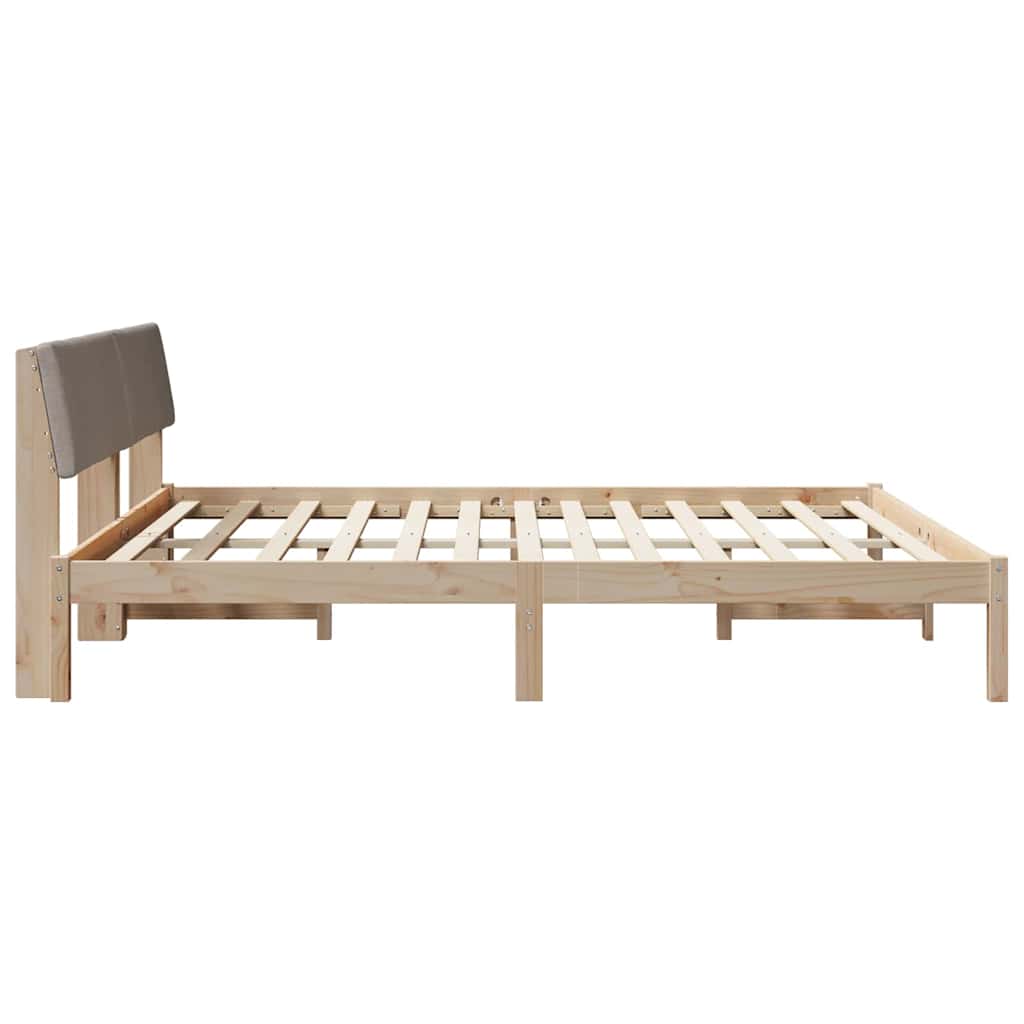 vidaXL Rama łóżka Brązowy i taupe 200 x 200 cm Lite drewno sosnowe