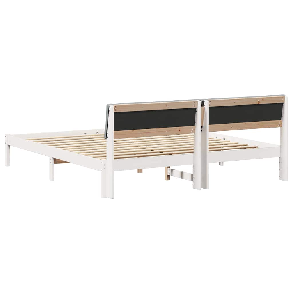 vidaXL Rama łóżka Biały i jasnoszary 200 x 200 cm Lite drewno sosnowe