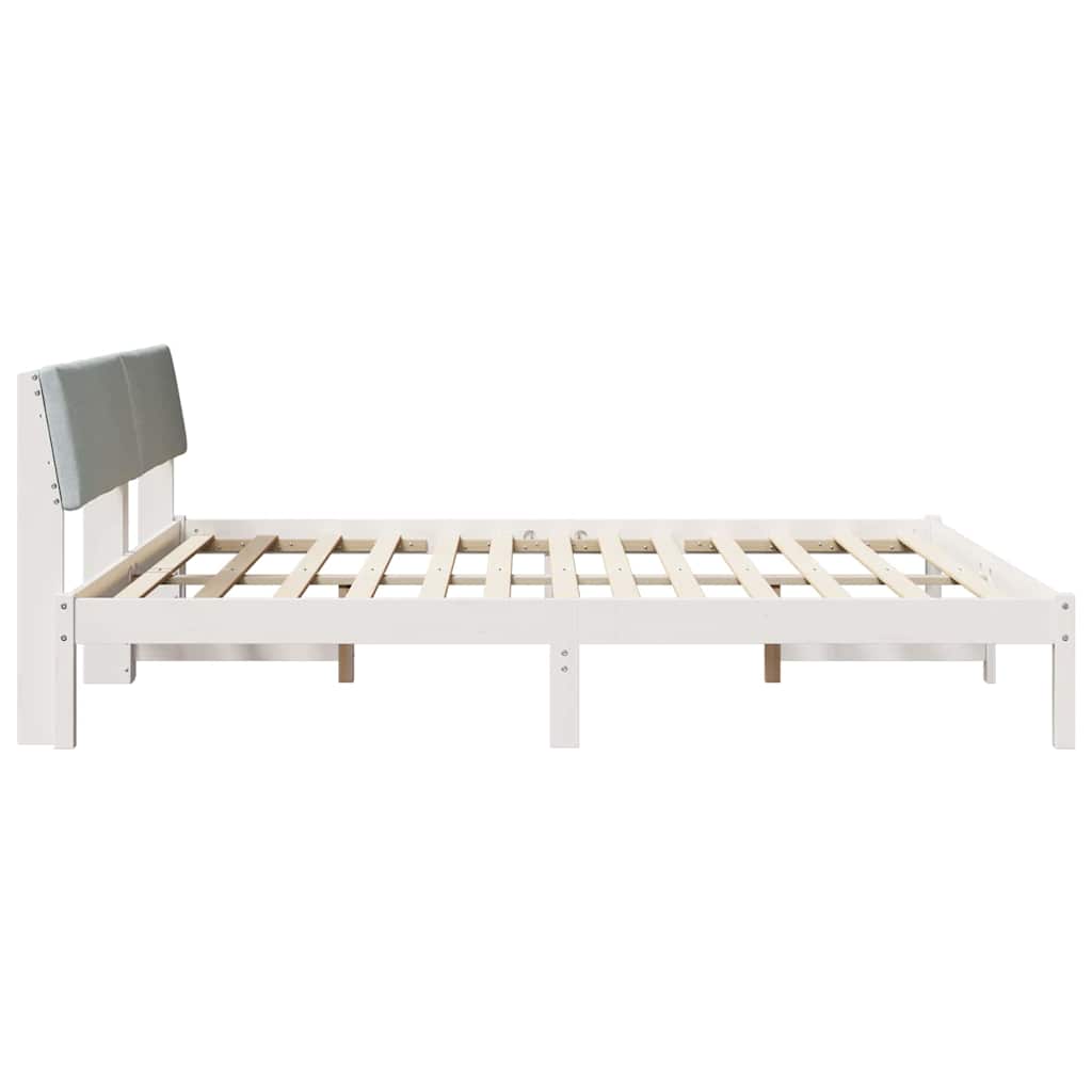 vidaXL Rama łóżka Biały i jasnoszary 200 x 200 cm Lite drewno sosnowe