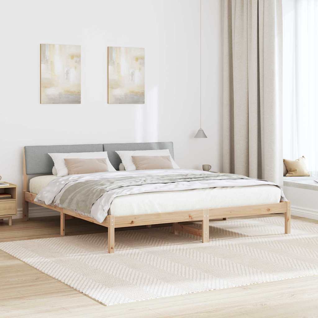 vidaXL Rama łóżka Z zagłówkiem Brązowy i jasnoszary 180 x 200 cm