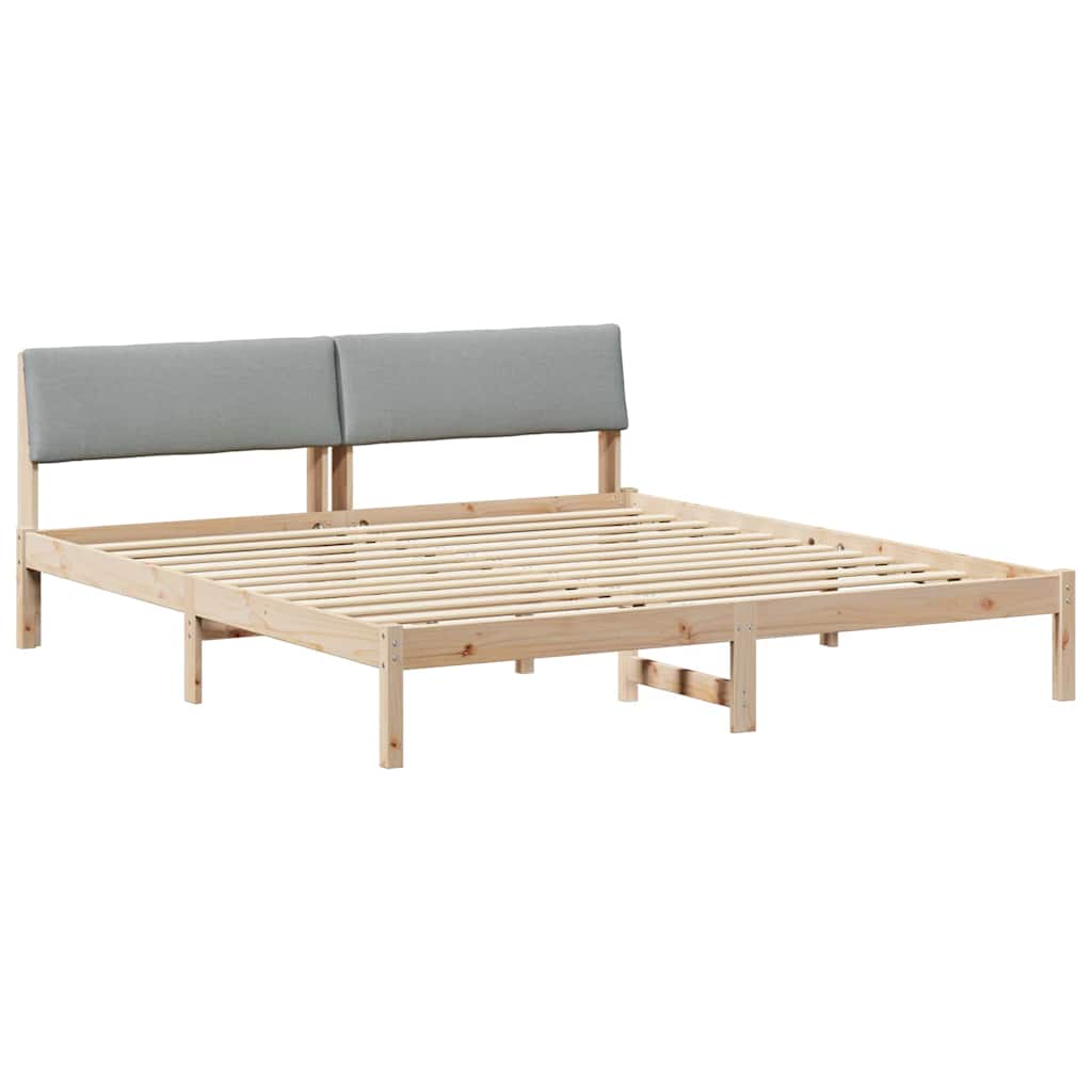 vidaXL Rama łóżka Z zagłówkiem Brązowy i jasnoszary 180 x 200 cm