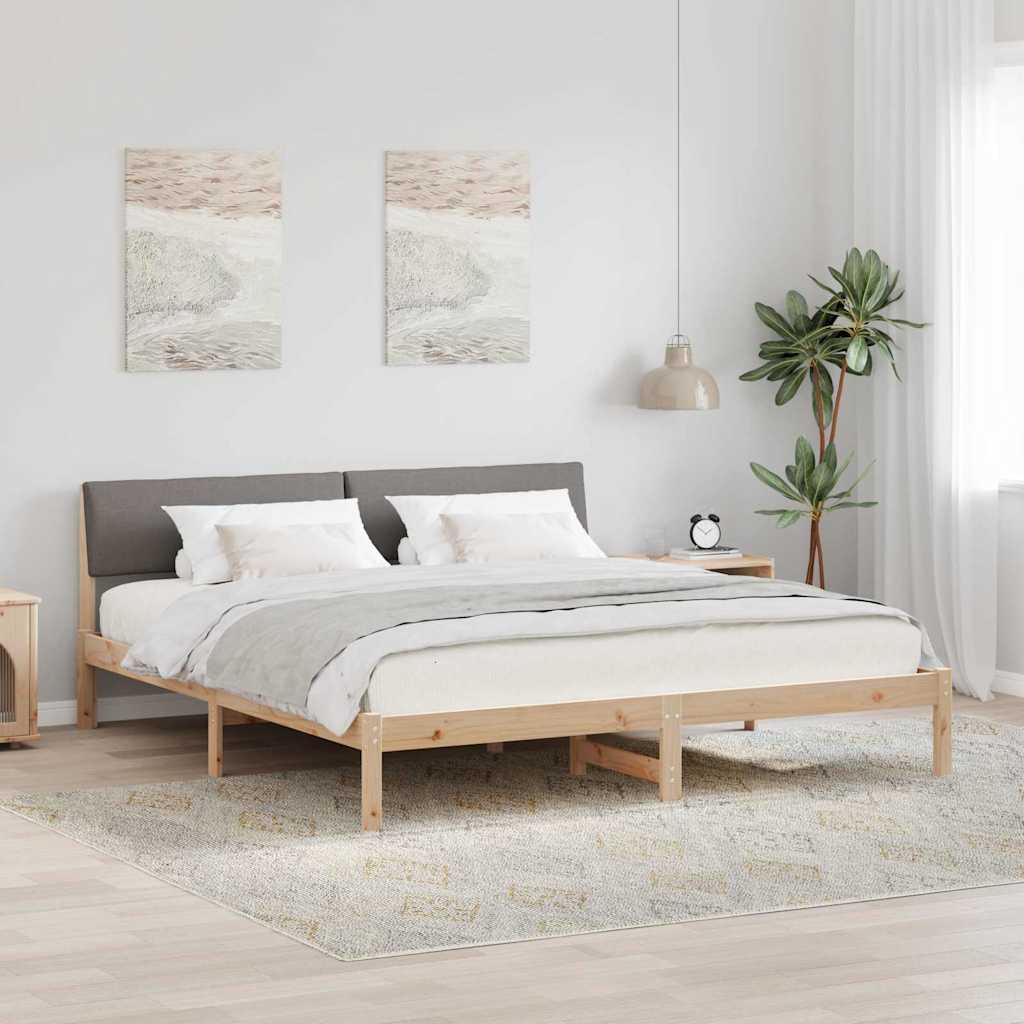 vidaXL Rama łóżka Brązowy i taupe 180 x 200 cm Lite drewno sosnowe