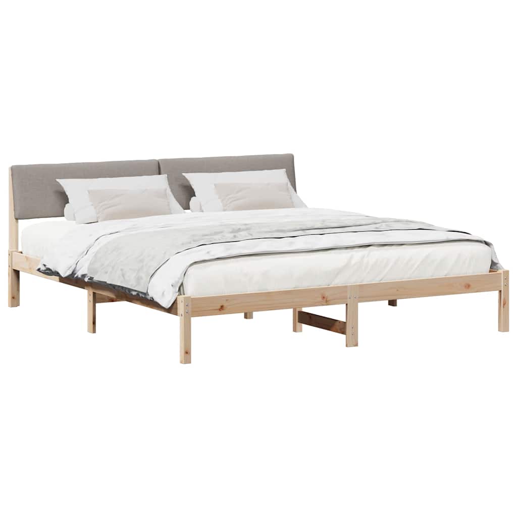 vidaXL Rama łóżka Brązowy i taupe 180 x 200 cm Lite drewno sosnowe