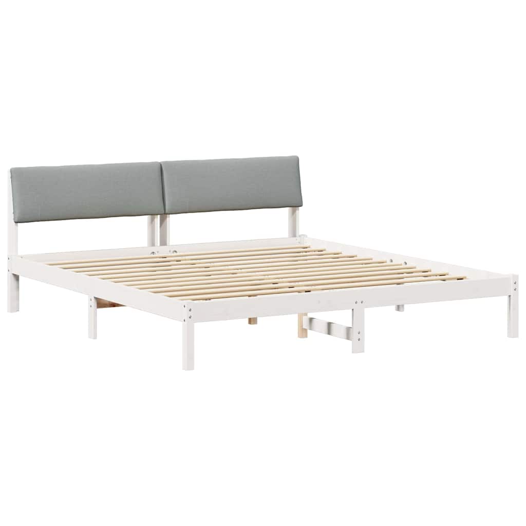 vidaXL Rama łóżka Biały i jasnoszary 180 x 200 cm Lite drewno sosnowe
