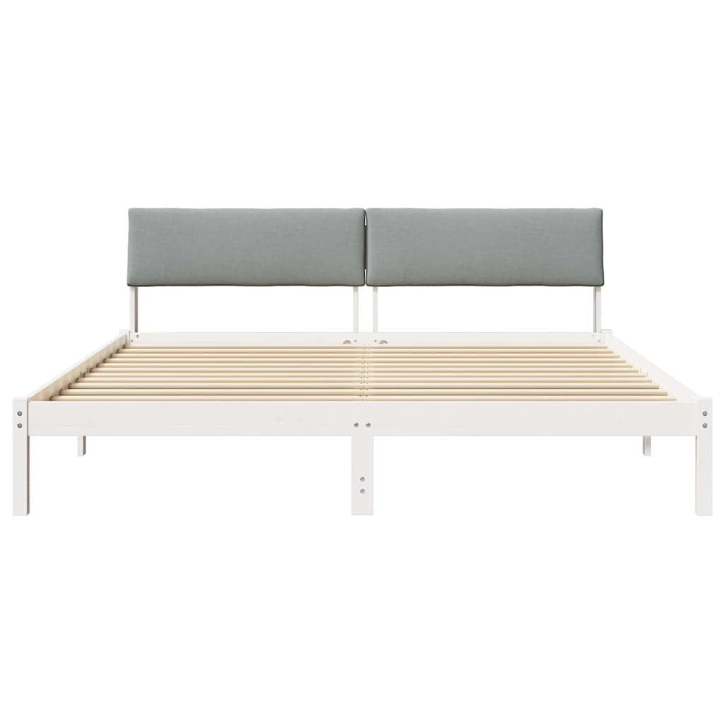 vidaXL Rama łóżka Biały i jasnoszary 180 x 200 cm Lite drewno sosnowe