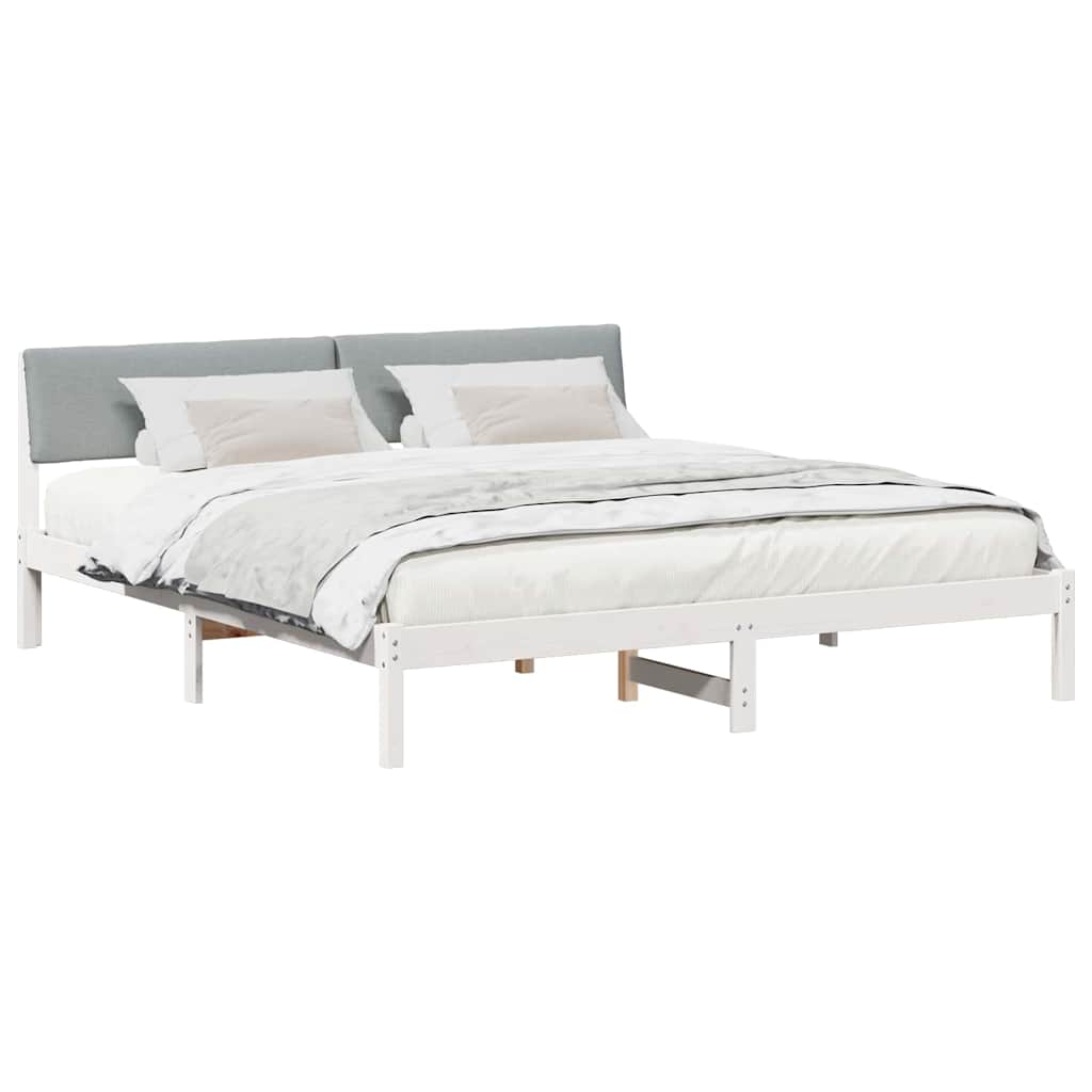 vidaXL Rama łóżka Biały i jasnoszary 180 x 200 cm Lite drewno sosnowe