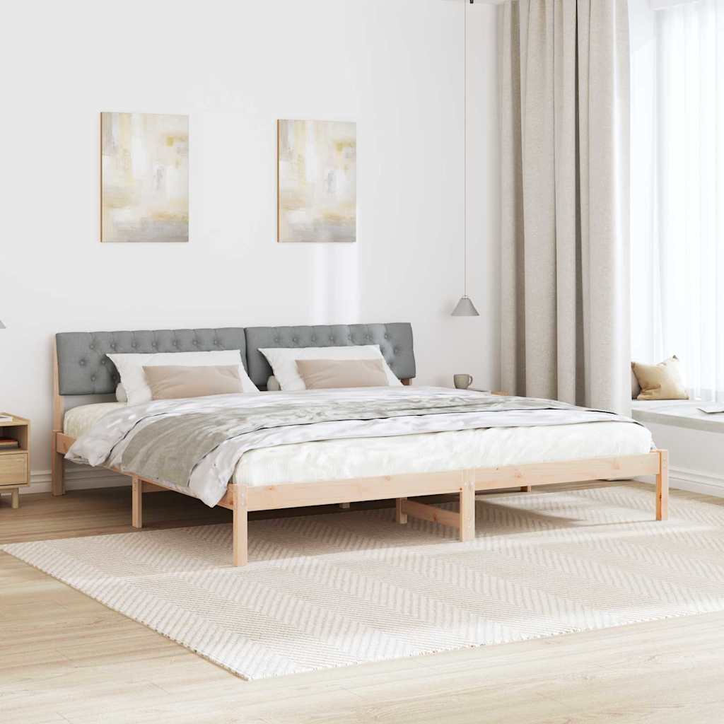 vidaXL Rama łóżka Z zagłówkiem Brązowy i jasnoszary 200 x 200 cm
