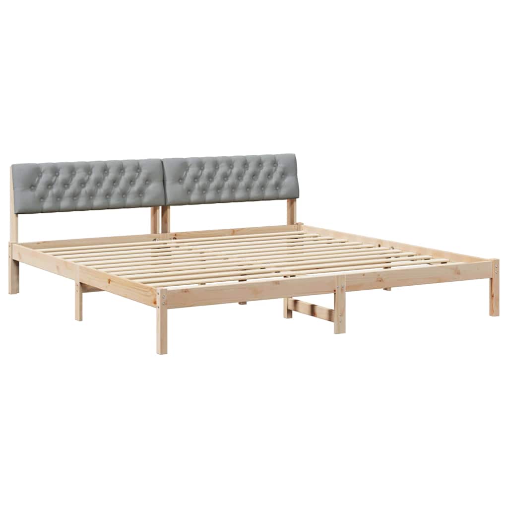 vidaXL Rama łóżka Z zagłówkiem Brązowy i jasnoszary 200 x 200 cm