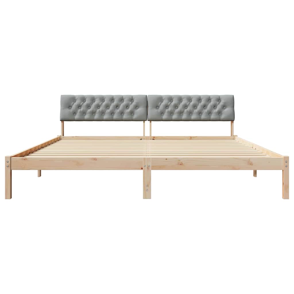 vidaXL Rama łóżka Z zagłówkiem Brązowy i jasnoszary 200 x 200 cm