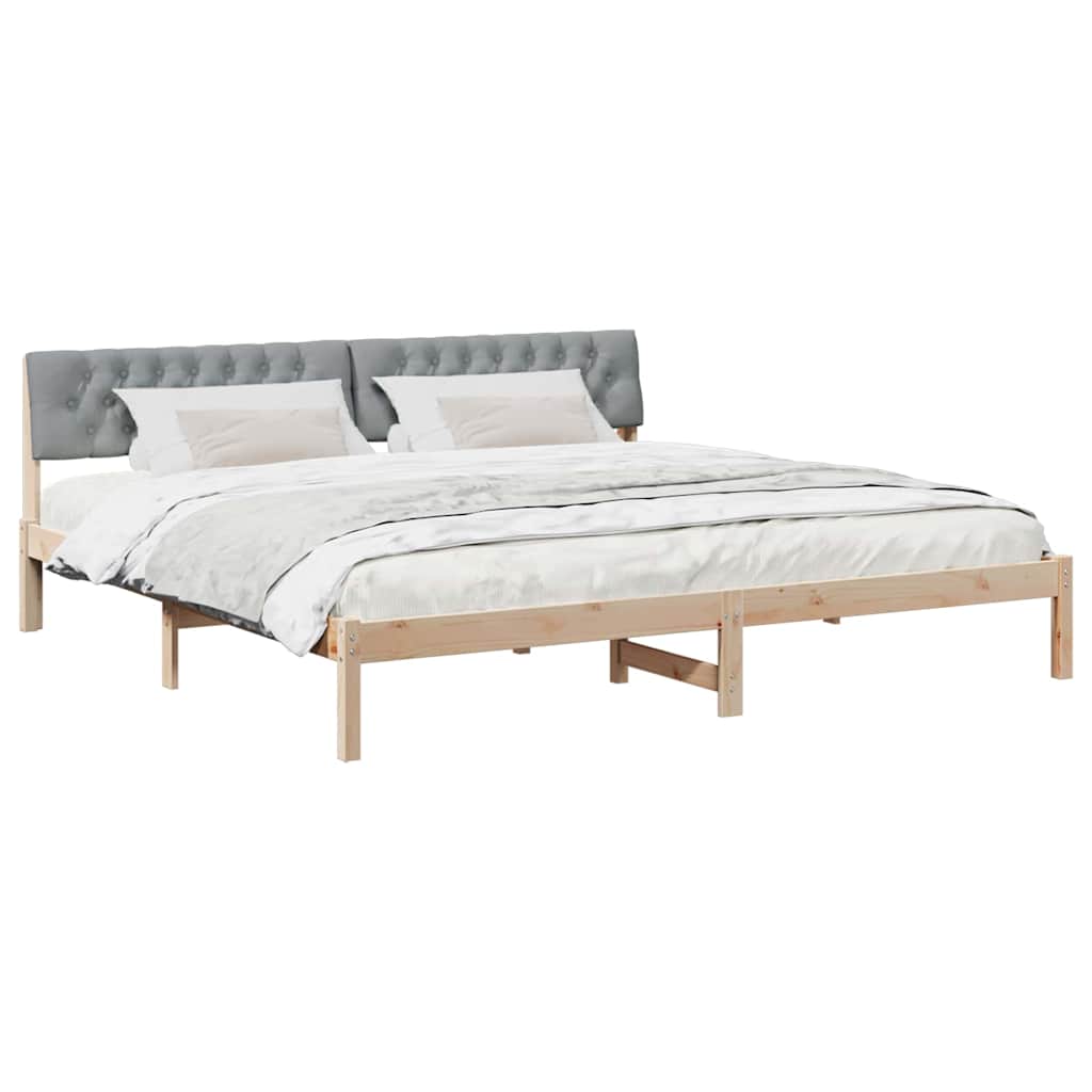 vidaXL Rama łóżka Z zagłówkiem Brązowy i jasnoszary 200 x 200 cm
