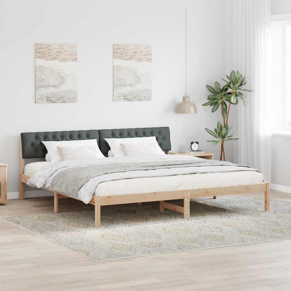 vidaXL Rama łóżka Z zagłówkiem brązowy i ciemnoszary 200 x 200 cm