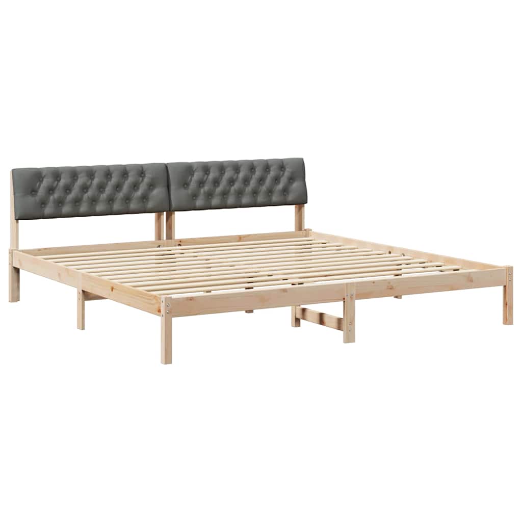 vidaXL Rama łóżka Z zagłówkiem brązowy i ciemnoszary 200 x 200 cm